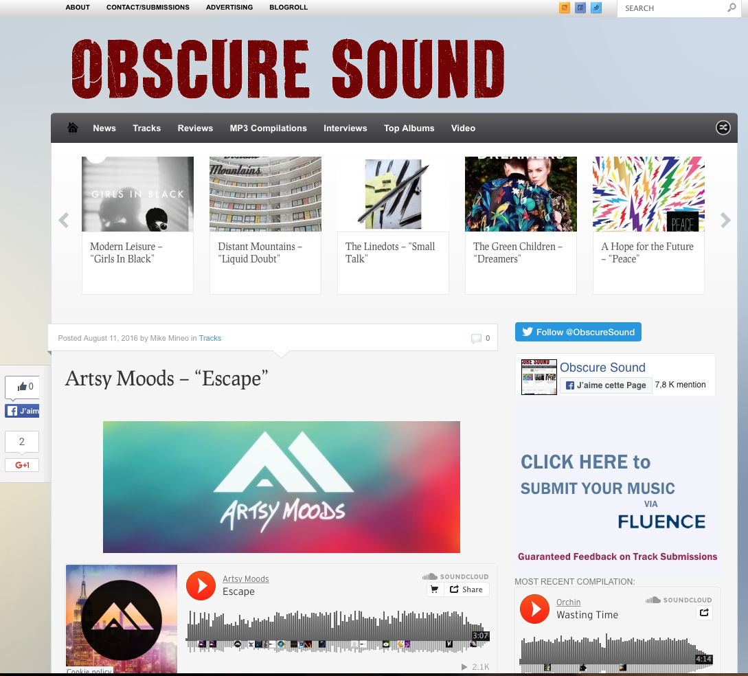 Artsy Moods track’s « Escape » featured on the blog Obscure Sound!
