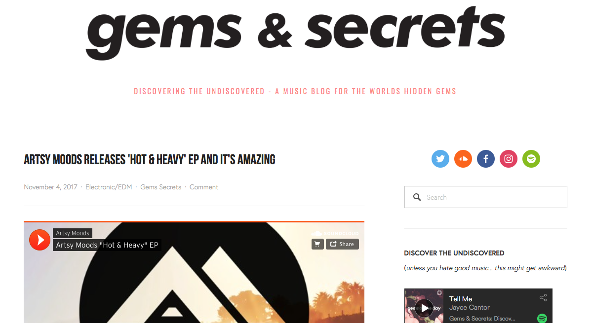 « Gems & Secrets » blog did a review for my EP « Hot & Heavy »!!